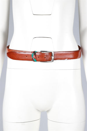 ETRO BROWN LEATHER BELT 110 CM