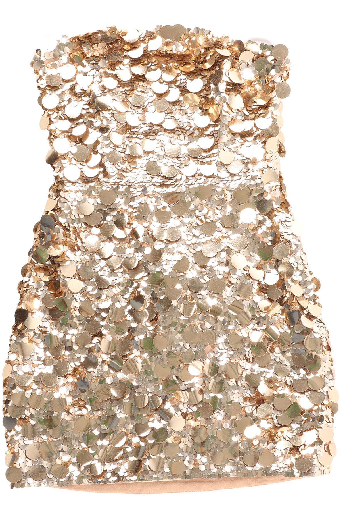 RETROFETE GOLD SEQUIN MINI DRESS XXSMALL