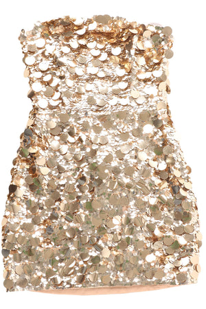 RETROFETE GOLD SEQUIN MINI DRESS XXSMALL