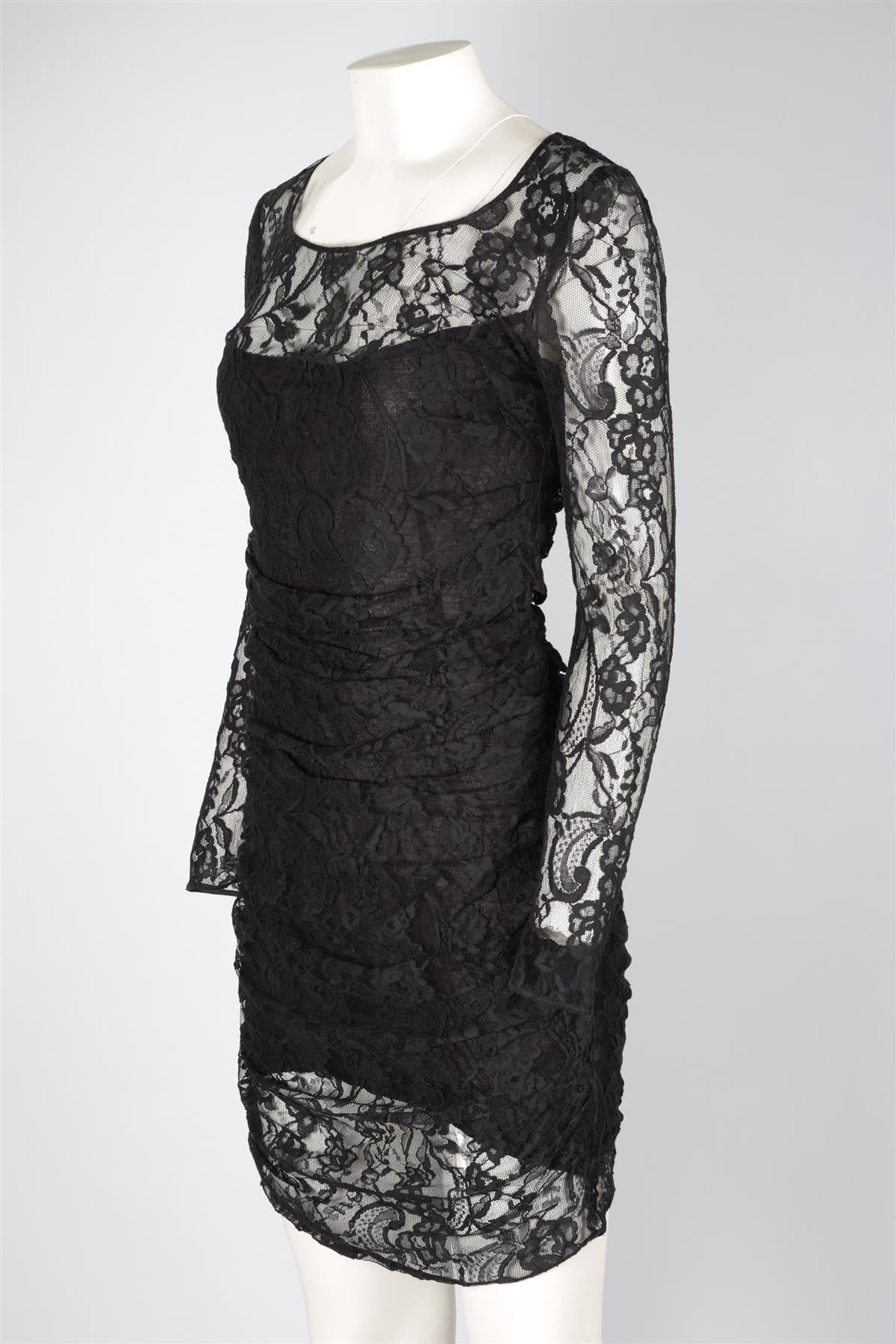 DOLCE & GABBANA BLACK LACE MINI DRESS IT 44 UK 12
