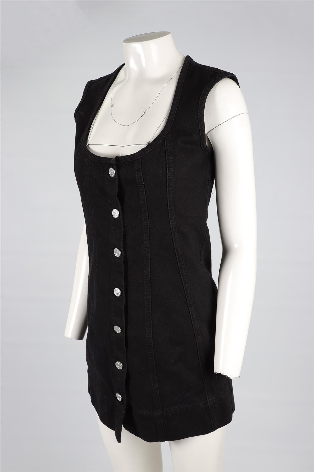FRAME BLACK DENIM MINI DRESS US 2 UK 6