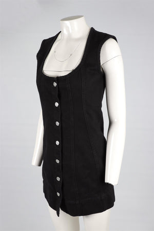 FRAME BLACK DENIM MINI DRESS US 2 UK 6