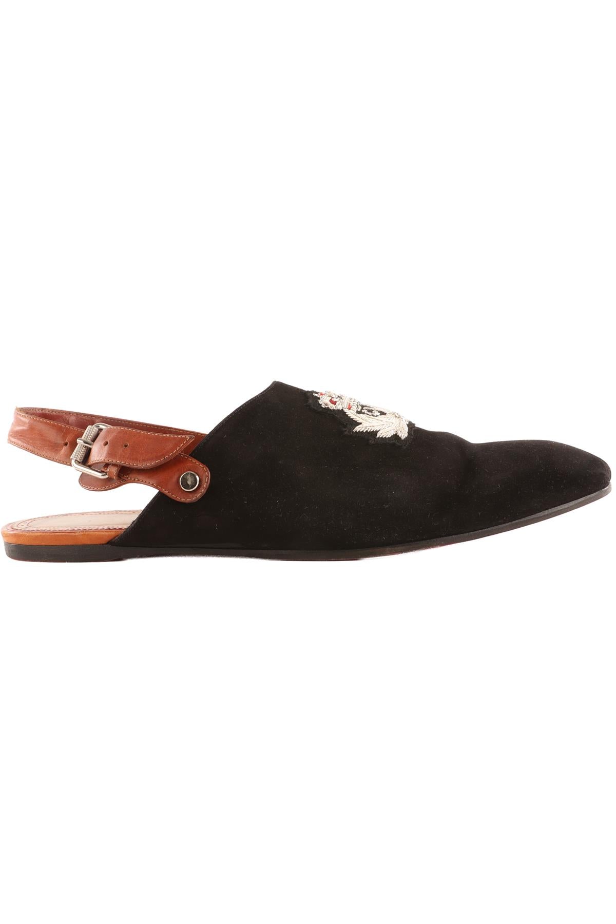 CHRISTIAN LOUBOUTIN BLACK MEN'S SUEDE SLINGBACK MULES EU 44 UK 10 US 11