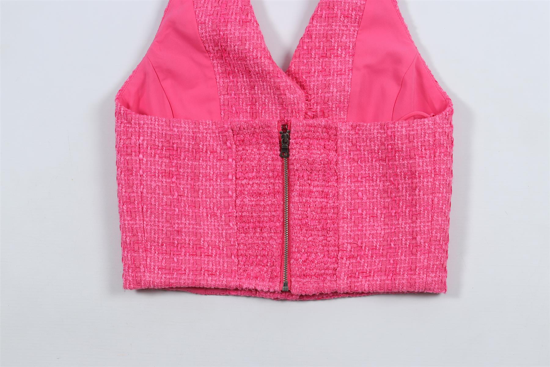 ALICE + OLIVIA PINK TWEED TOP US 0 UK 4