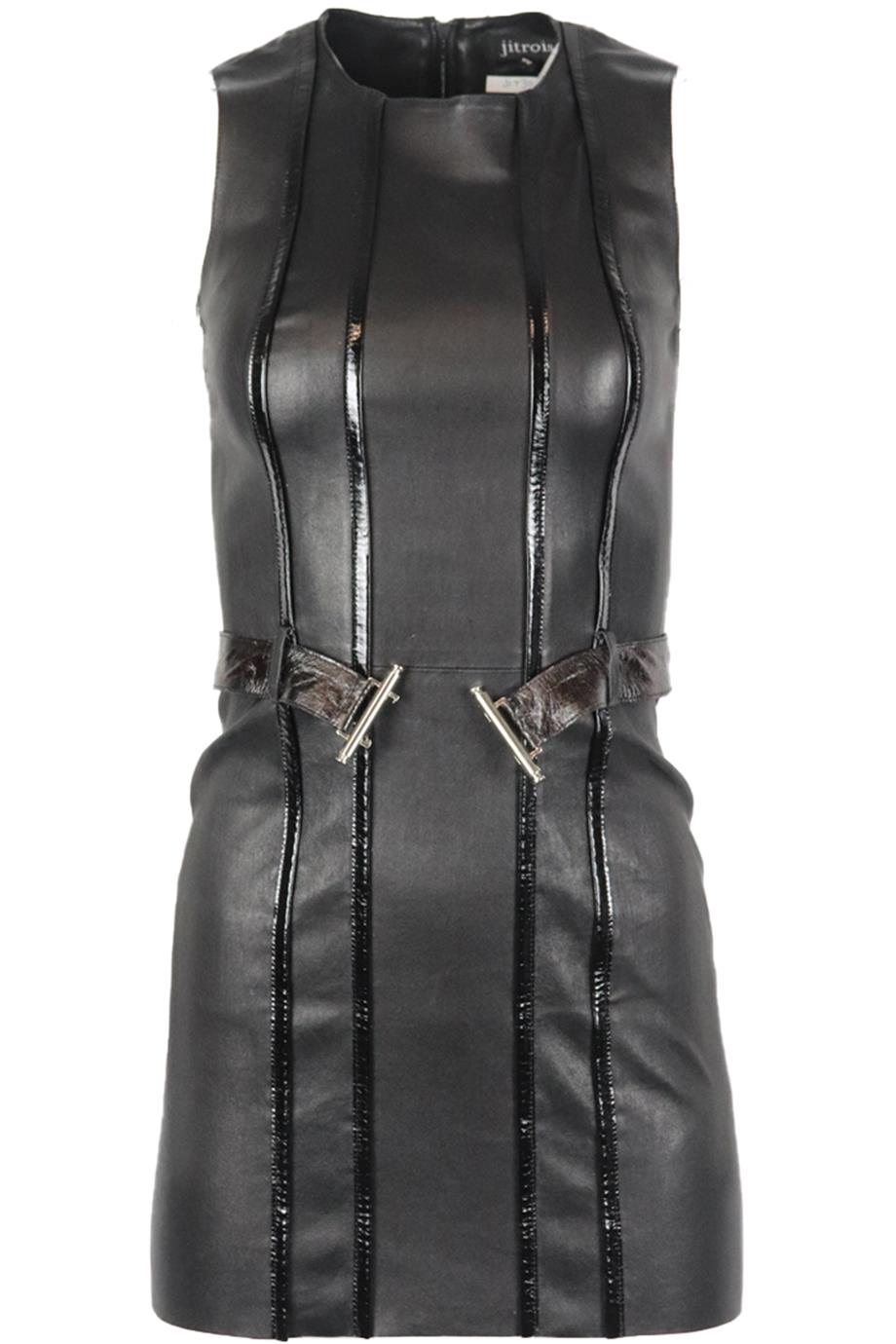 JITROIS BELTED STRETCH LEATHER MINI DRESS FR 36 UK 8