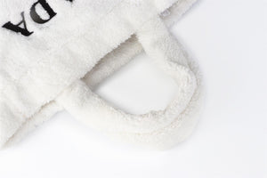 PRADA WHITE TERRY CLOTH TOTE BAG