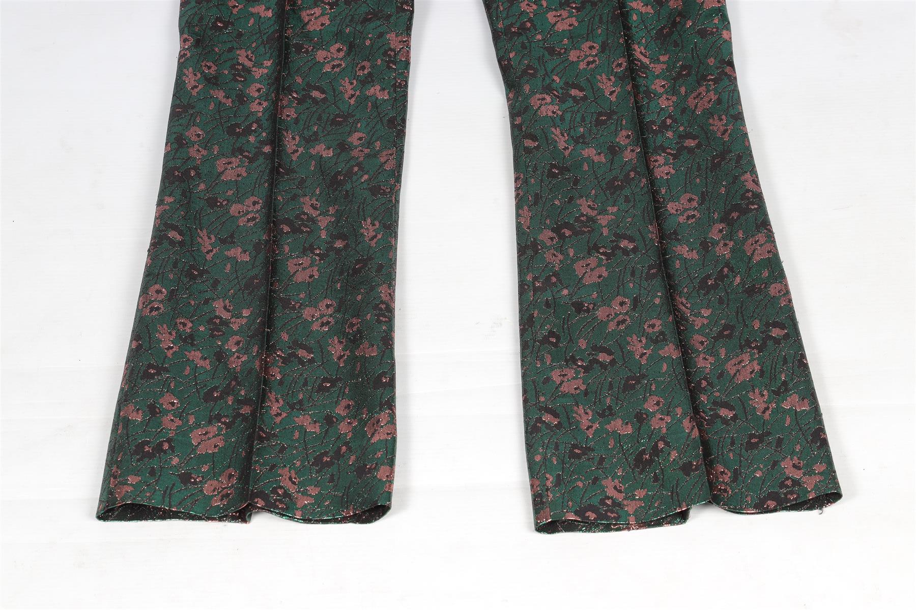 PRADA GREEN JACQUARD STRAIGHT LEG PANTS XSMALL