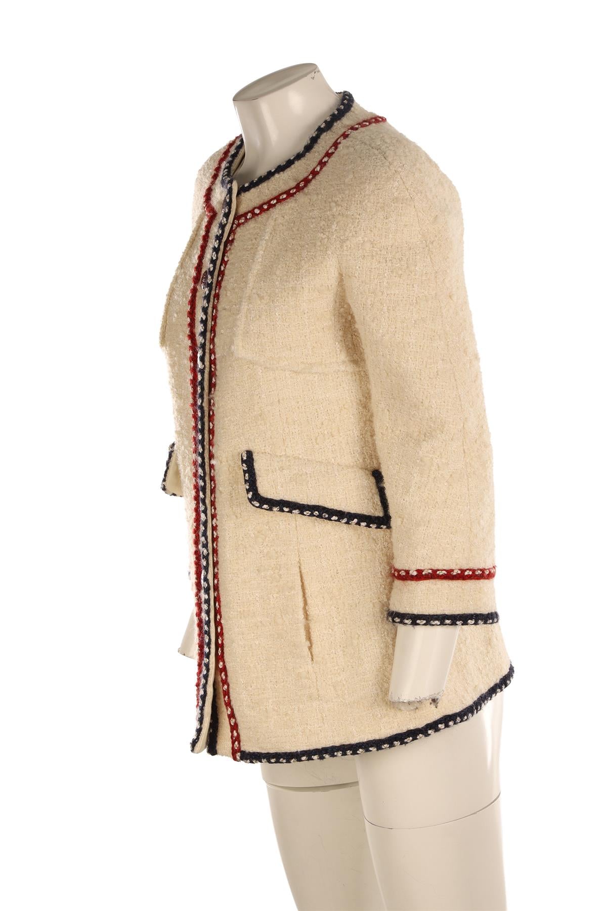 CHANEL CREAM 2018 WOOL JACKET FR 40 UK 12