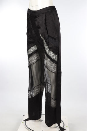 GIVENCHY BLACK SILK WIDE LEG PANTS FR 34 UK 6