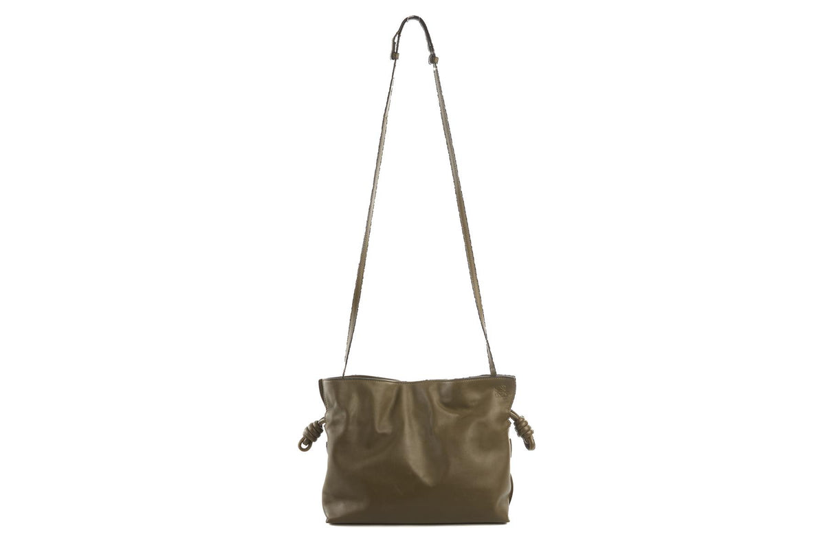 LOEWE KHAKI FLAMENCO MEDIUM LEATHER CLUTCH