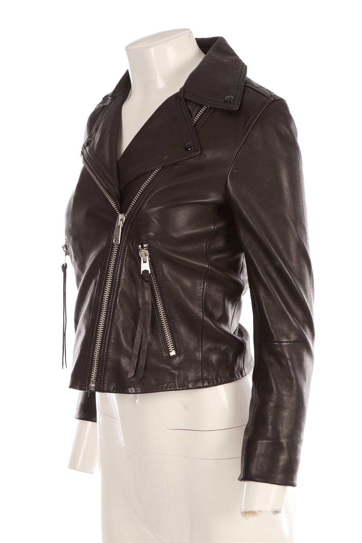 ALL SAINTS BLACK LEATHER JACKET UK 8