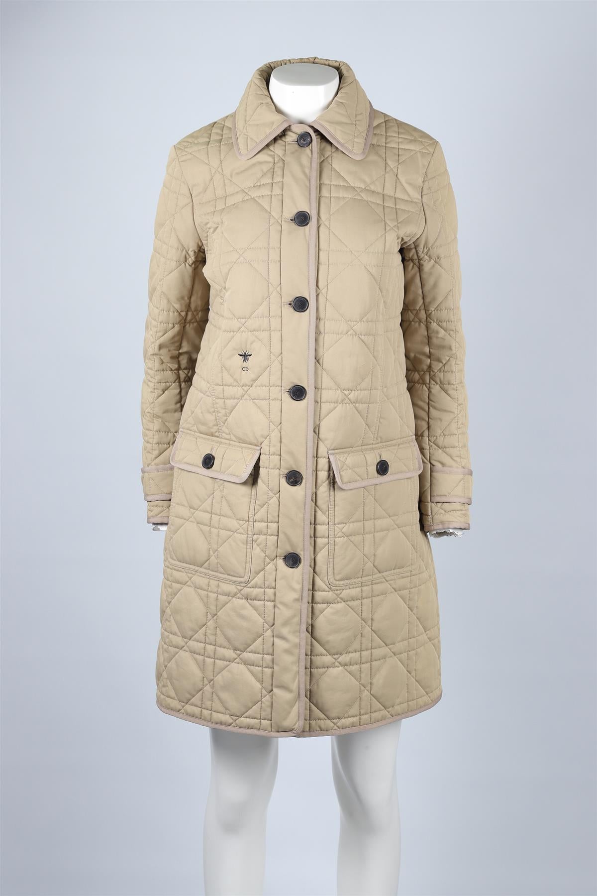 CHRISTIAN DIOR BEIGE 2022 CANNAGE COTTON COAT SMALL