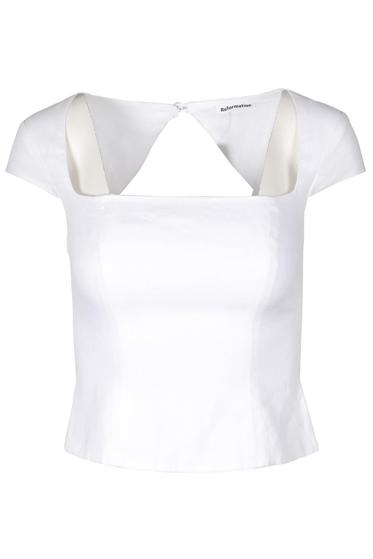 REFORMATION WHITE LINEN TOP US 0 UK 4