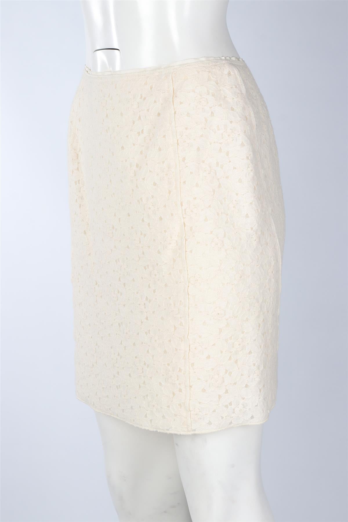 NINA RICCI CREAM LACE MINI SKIRT FR 40 UK 12