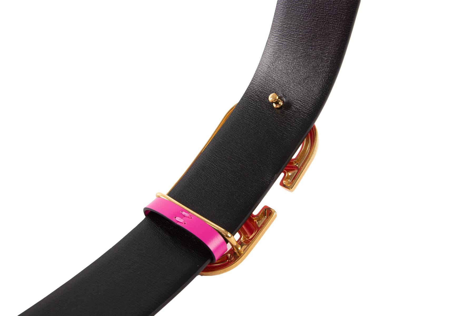 VALENTINO PINK VLOGO LEATHER WAIST BELT 90CM