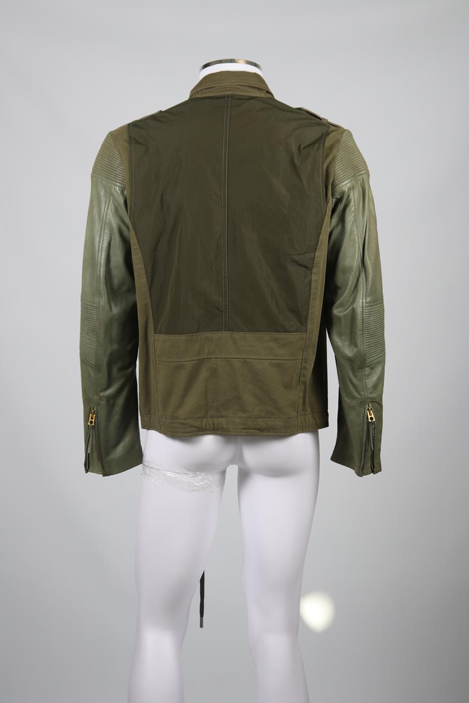 DIESEL MEN'S COTTON AND LEATHER JACKET LARGE