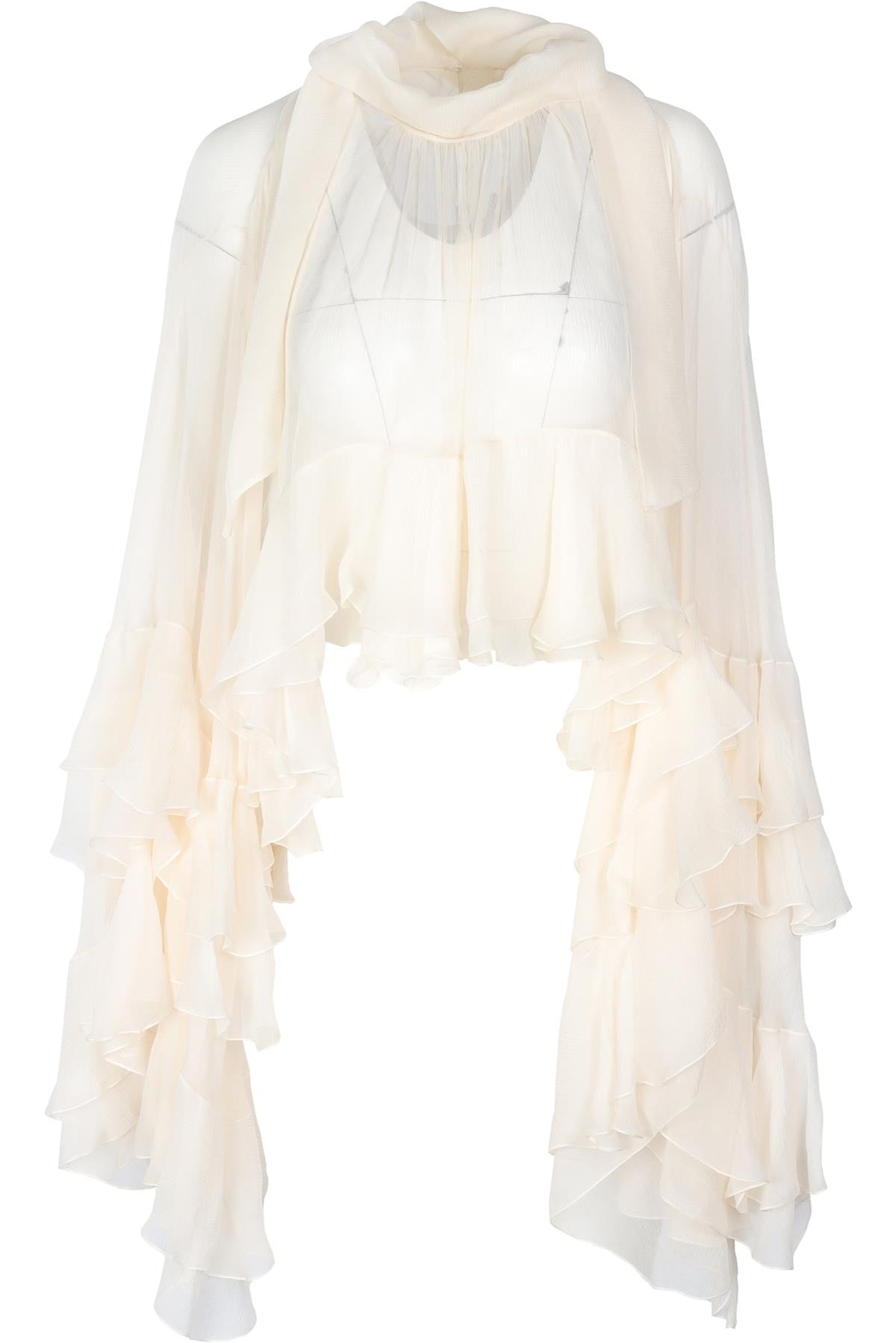 CHLOÉ CREAM SILK TOP FR 36 UK 8