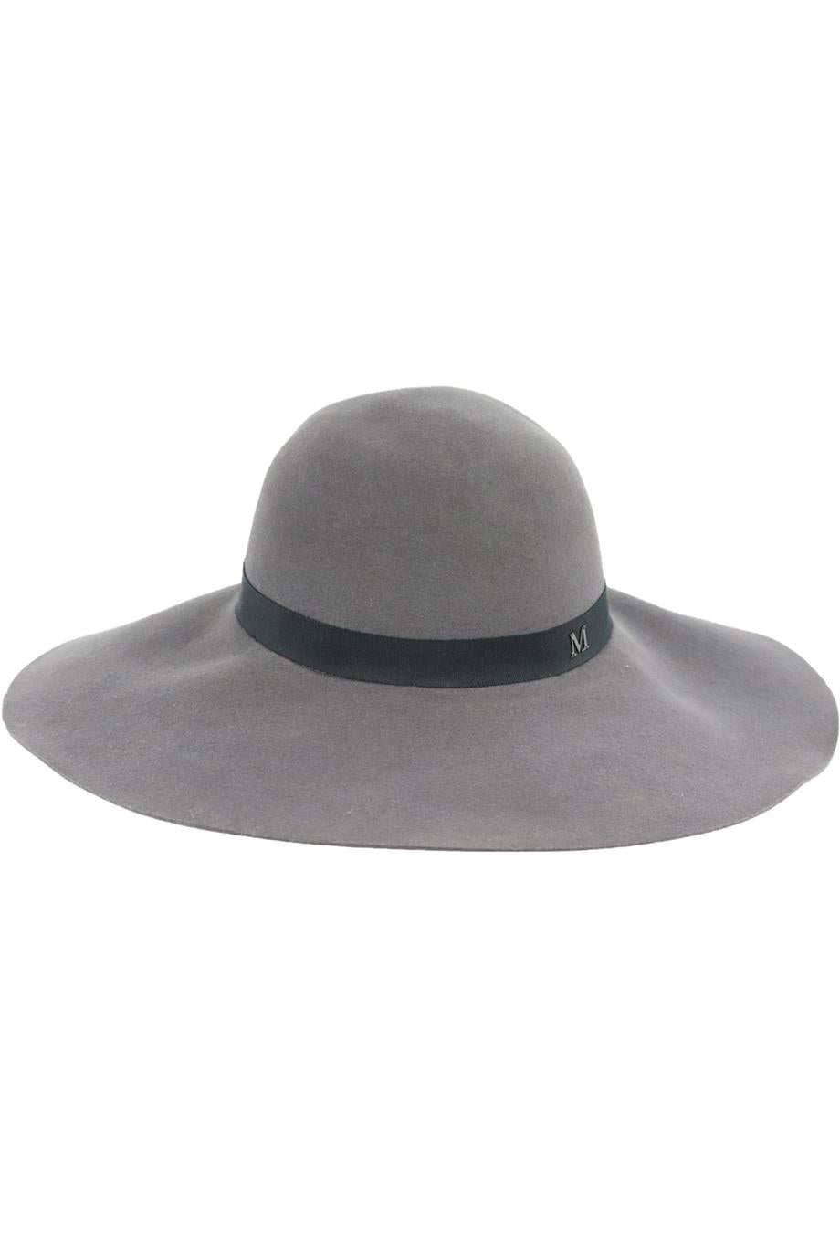 MAISON MICHEL GROSGRAIN TRIMMED WOOL FELT FEDORA MEDIUM