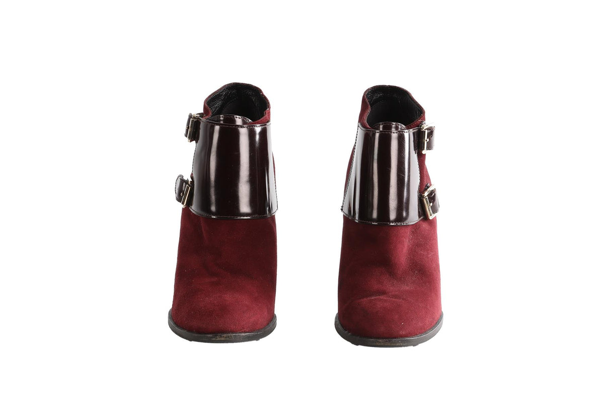 BURBERRY RED SUEDE ANKLE BOOTS EU 40 UK 7 US 10