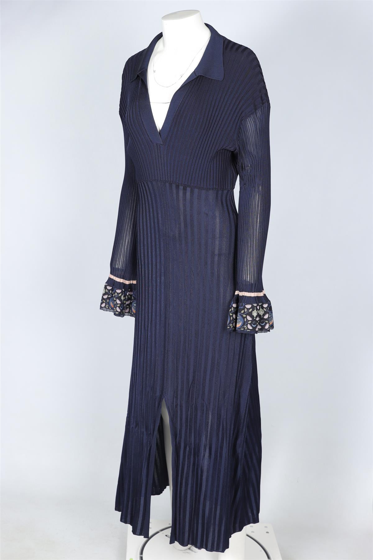 CHLOÉ BLUE KNIT MAXI DRESS LARGE