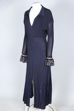 CHLOÉ BLUE KNIT MAXI DRESS LARGE