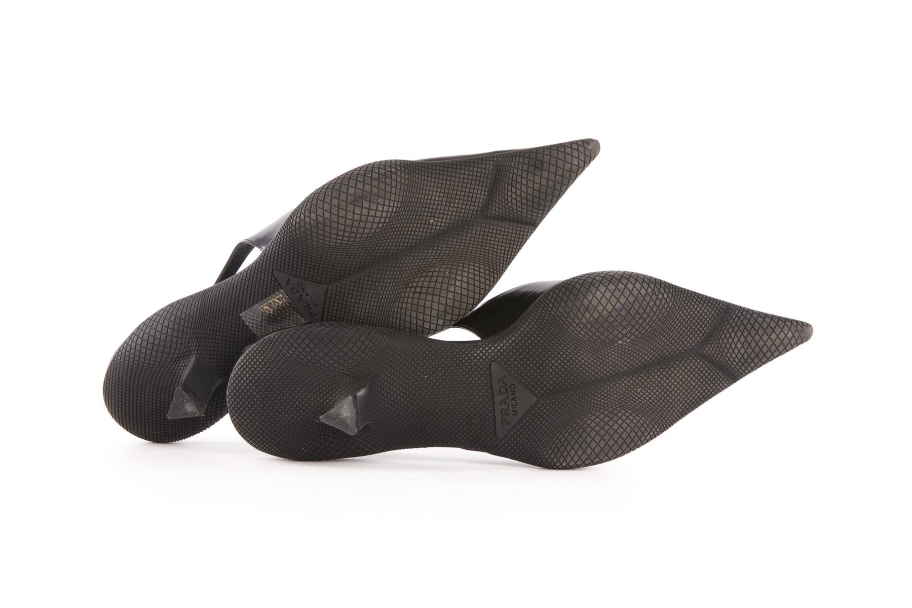 PRADA BLACK LEATHER SLINGBACK PUMPS EU 37.5 UK 4.5 US 7.5