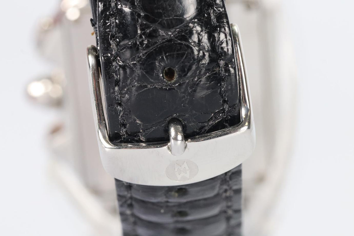 MICHELE DECO 71-6000 STAINLESS STEEL AND LEATHER WRIST WATCH