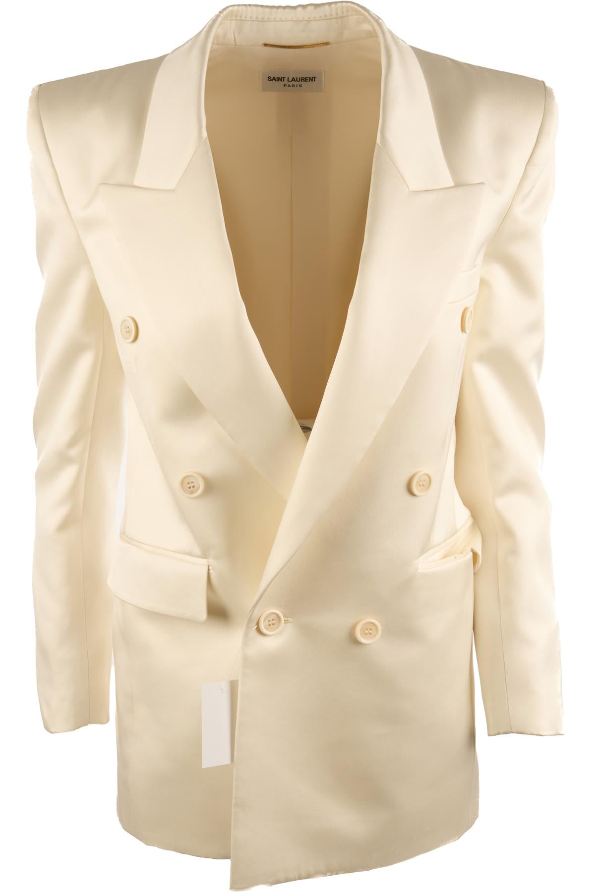 SAINT LAURENT IVORY SILK BLAZER FR 36 UK 8