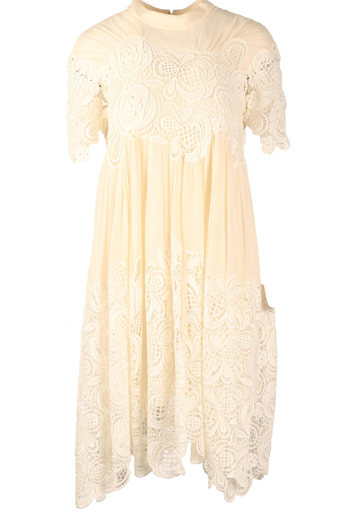 CHLOÉ CREAM SILK MINI DRESS FR 36 UK 8