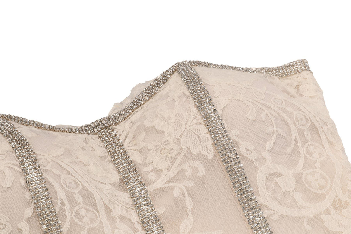 RALPH & RUSSO CREAM LACE MINI DRESS XSMALL