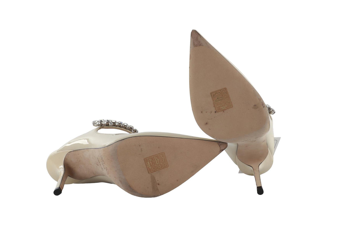 CREAM CRYSTAL AND PATENT LEATHER PUMPS