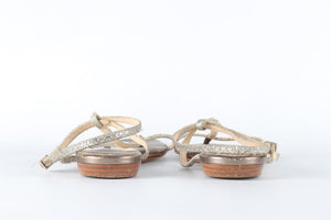 JIMMY CHOO SILVER GLITTER SANDALS EU 38.5 UK 5.5 US 8.5