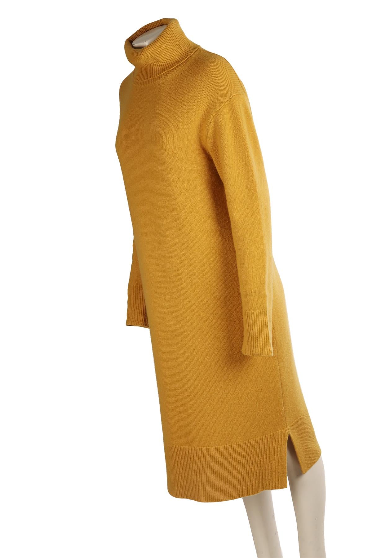 JOSEPH YELLOW CASHMERE MIDI DRESS LARGE