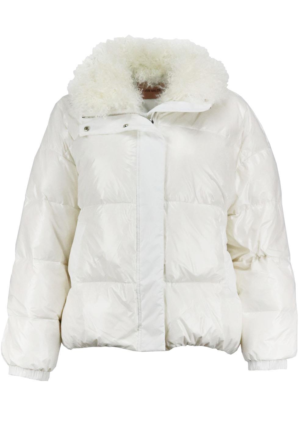YVES SALOMON SHEARLING TRIMMED QUILTED DOWN JACKET FR 40 UK 12