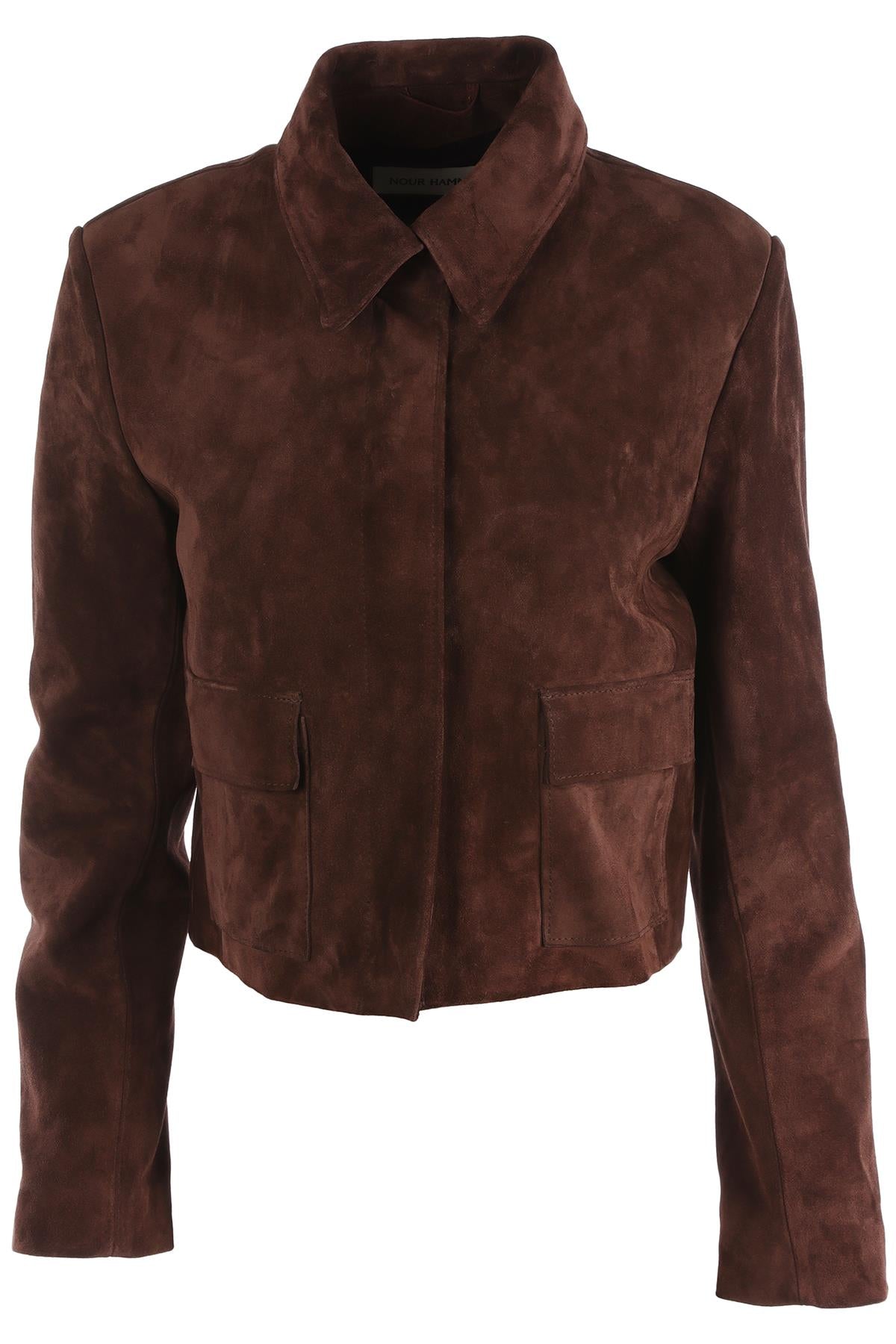 NOUR HAMMOUR BROWN SUEDE JACKET IT 36