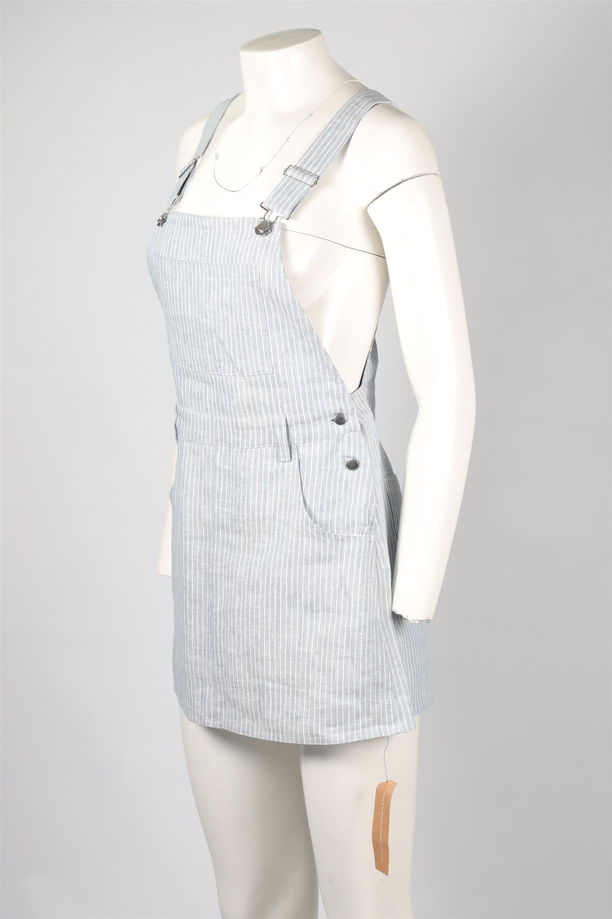 REFORMATION BLUE LINEN MINI DRESS US 2 UK 6