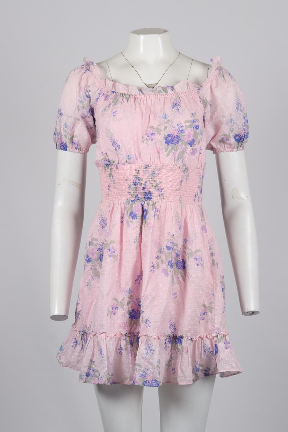 LOVESHACKFANCY FLORAL PRINT COTTON MINI DRESS SMALL