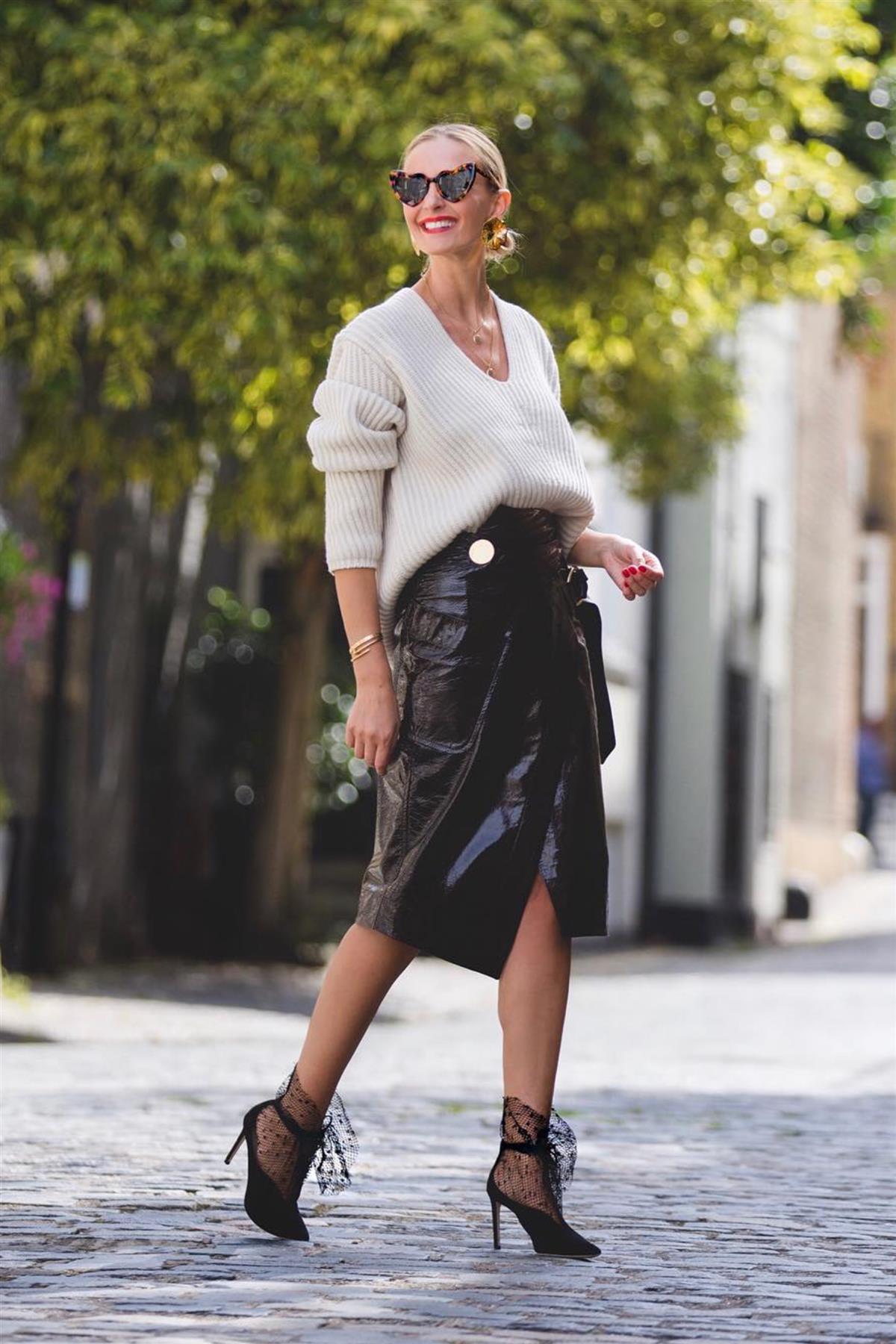 PETAR PETROV BROWN LEATHER MIDI SKIRT UK 8