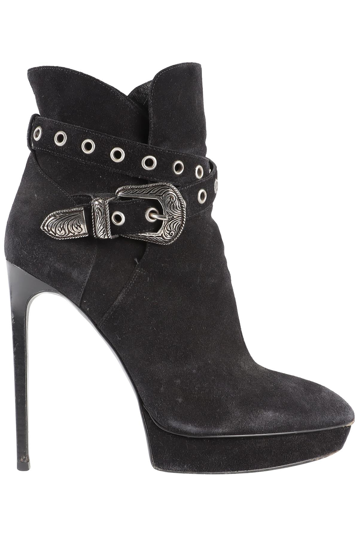 SAINT LAURENT BLACK SUEDE ANKLE BOOTS EU 40 UK 7 US 10