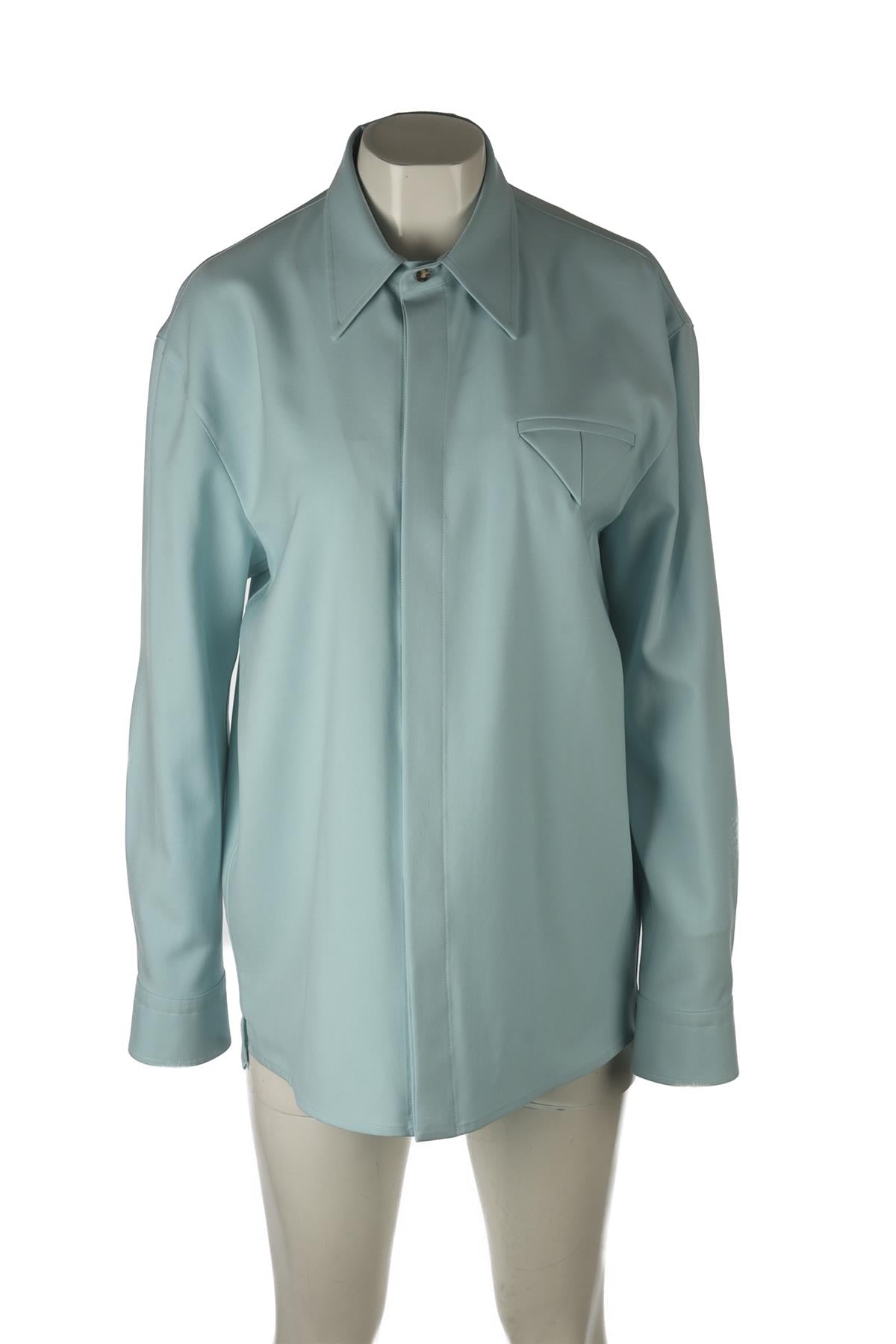 BOTTEGA VENETA BLUE WOOL SHIRT IT 44 UK 12