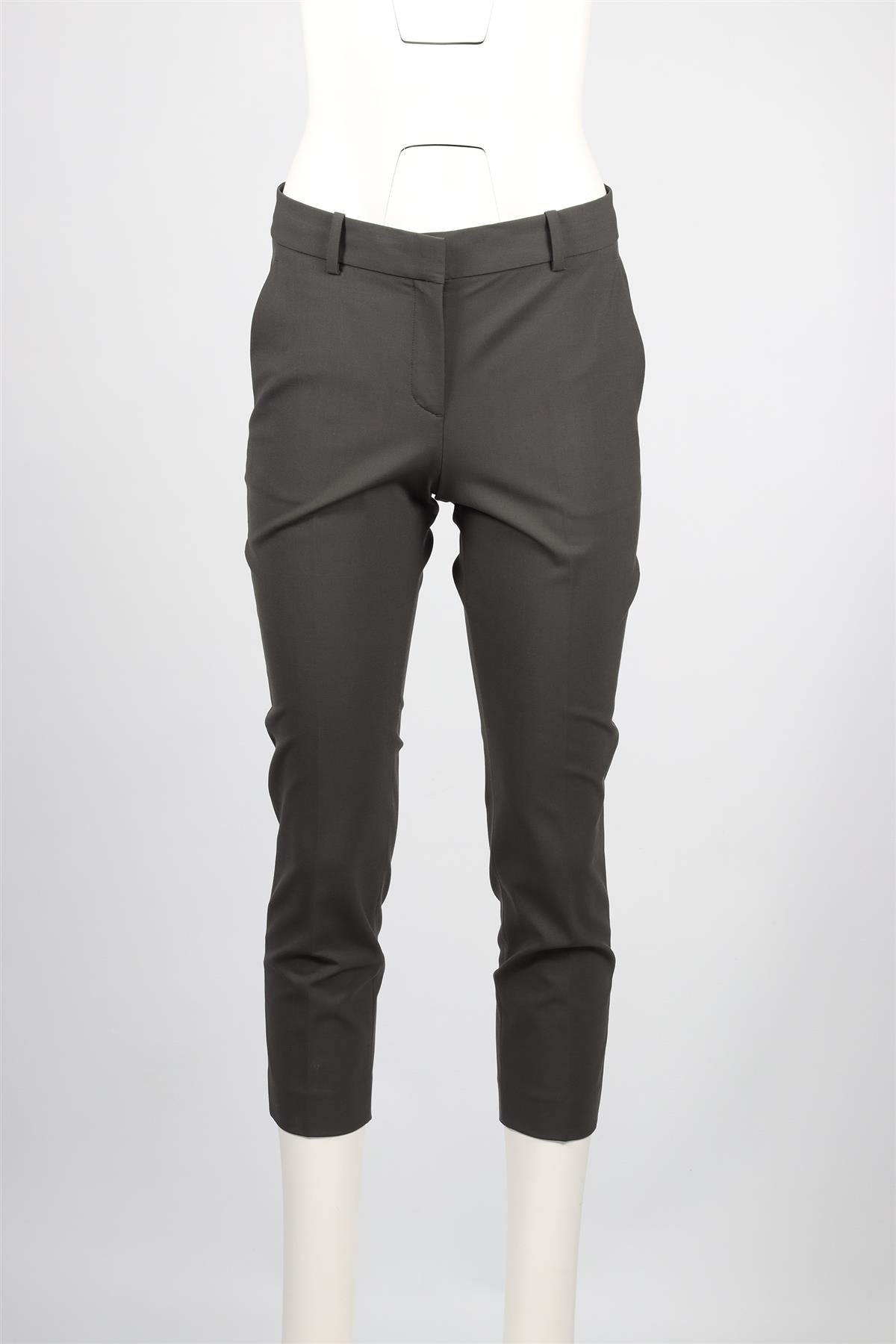 THEORY GREEN WOOL BLEND PANTS US 4 UK 8