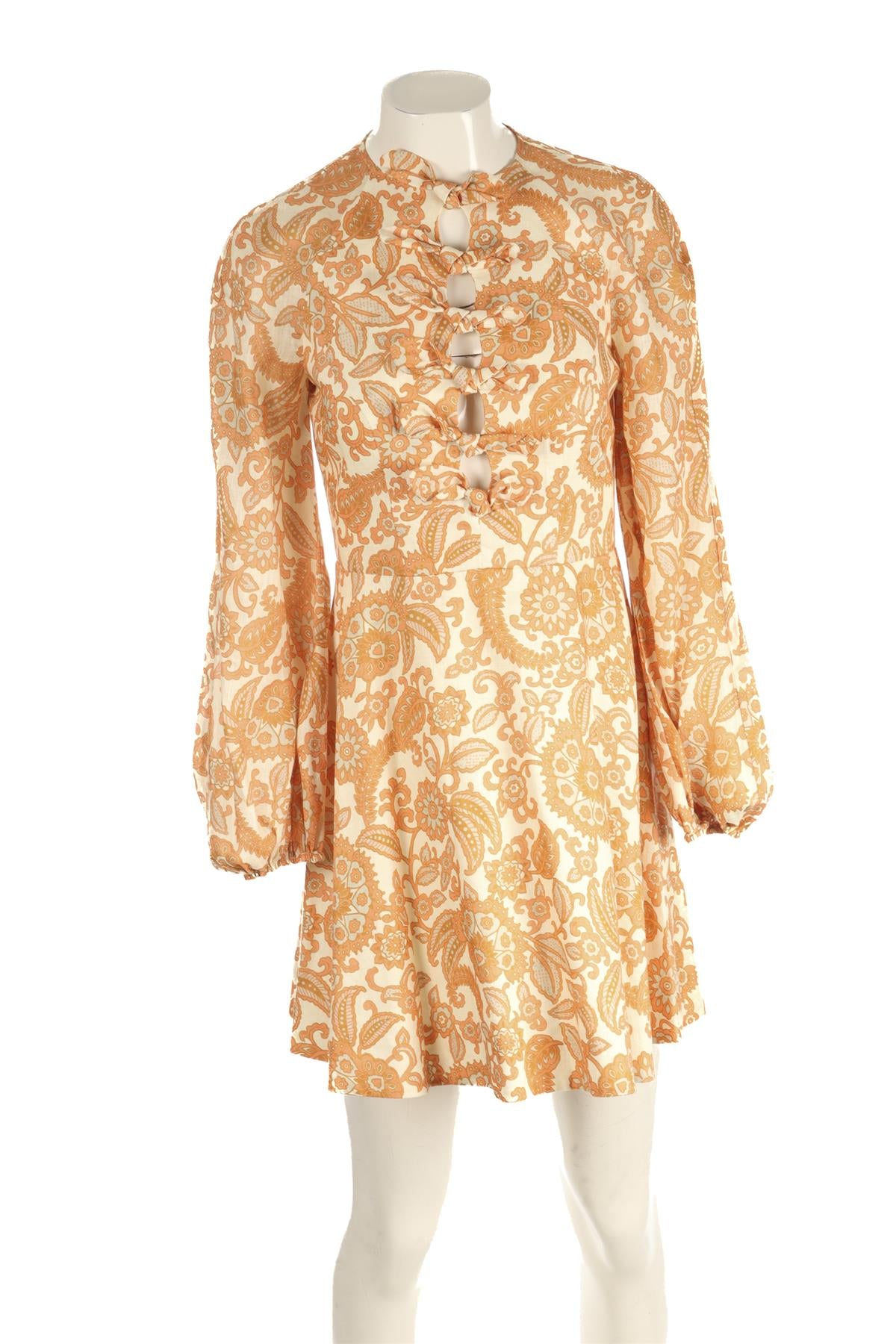 ZIMMERMANN ORANGE LINEN MINI DRESS UK 10