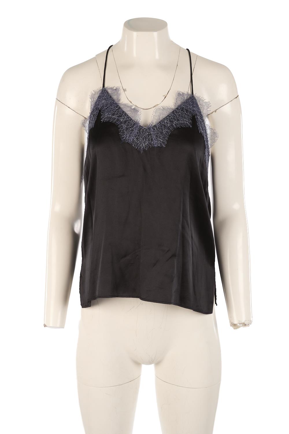 CAMI NYC BLACK SILK TOP XSMALL