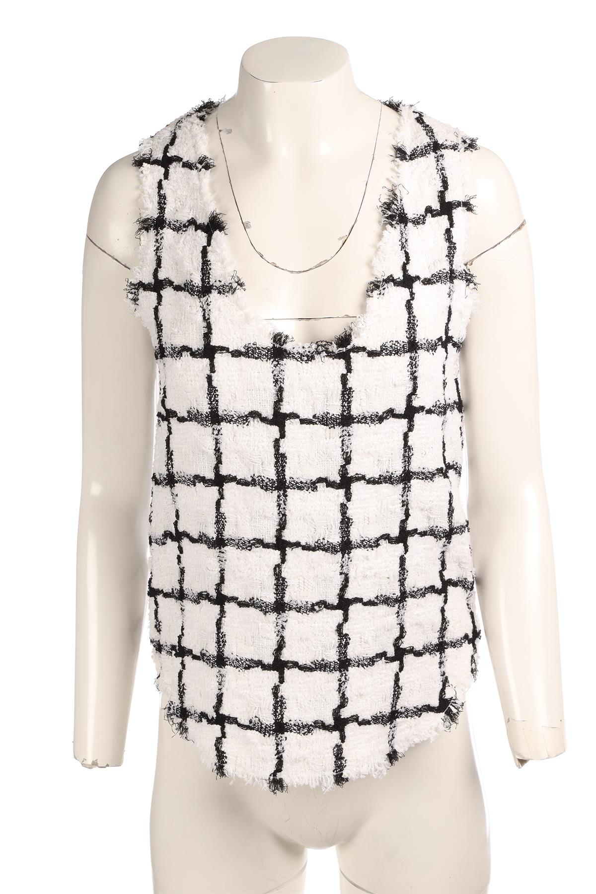 BALMAIN WHITE TWEED TOP FR 36 UK 8