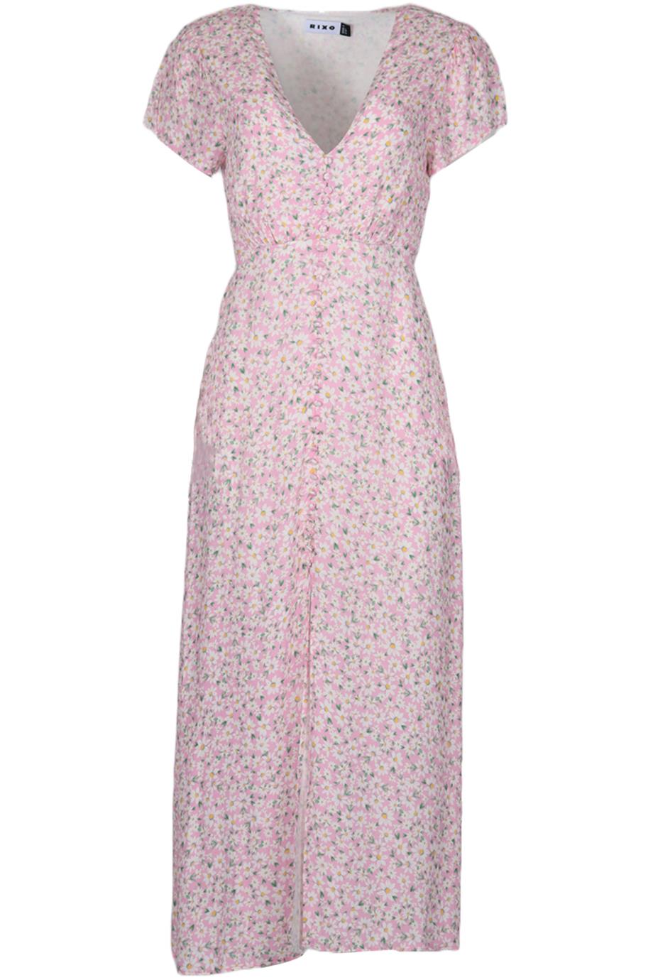 RIXO FLORAL PRINT CREPE MIDI DRESS UK 8