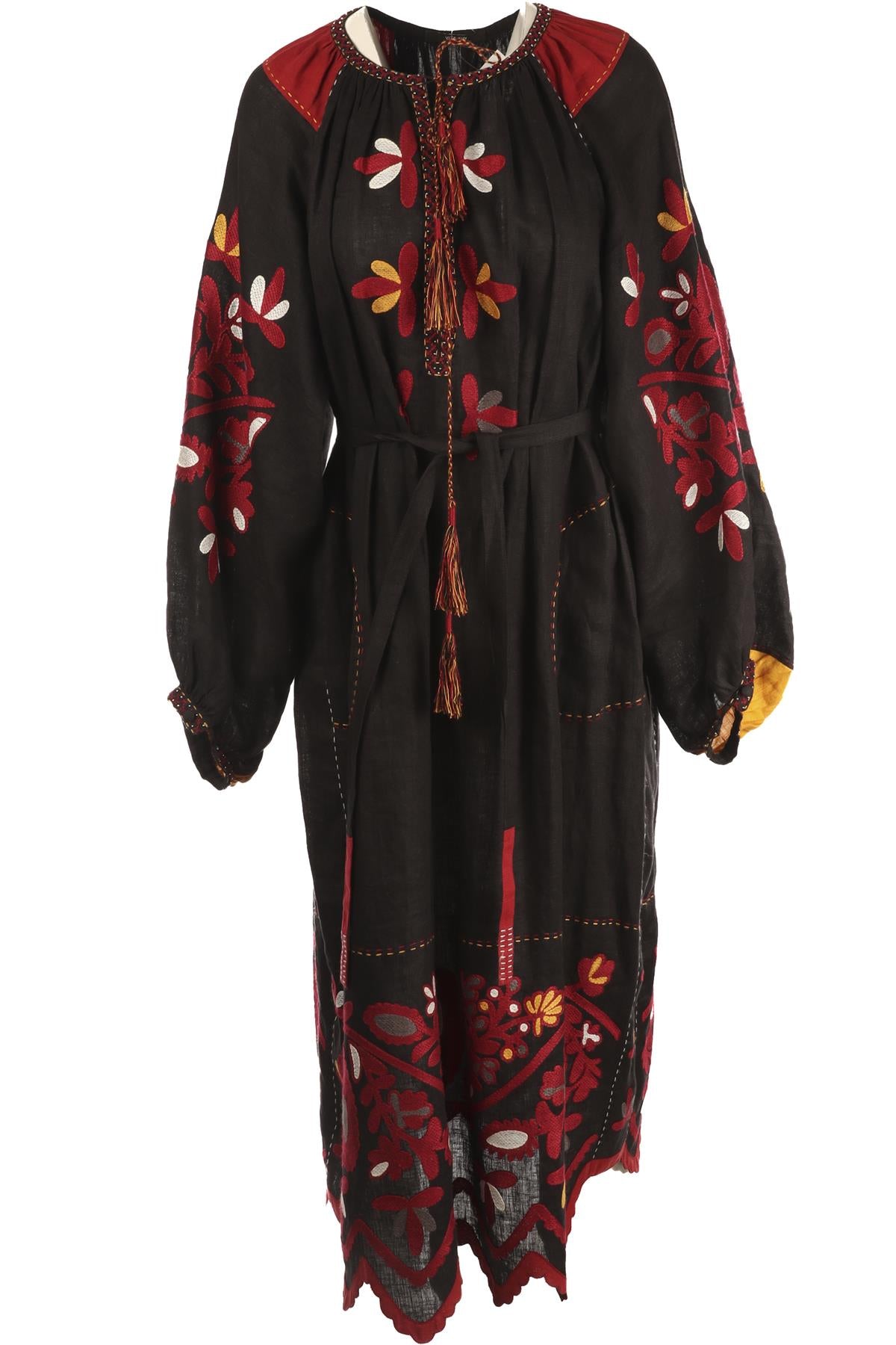VITA KIN BLACK LINEN MAXI DRESS SMALL