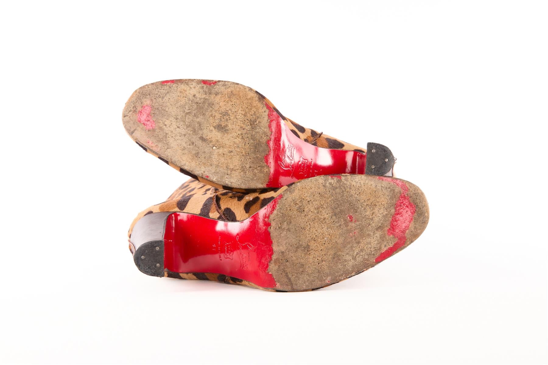 CHRISTIAN LOUBOUTIN BROWN CALF HAIR KNEE HIGH BOOTS EU 41 UK 8 US 10