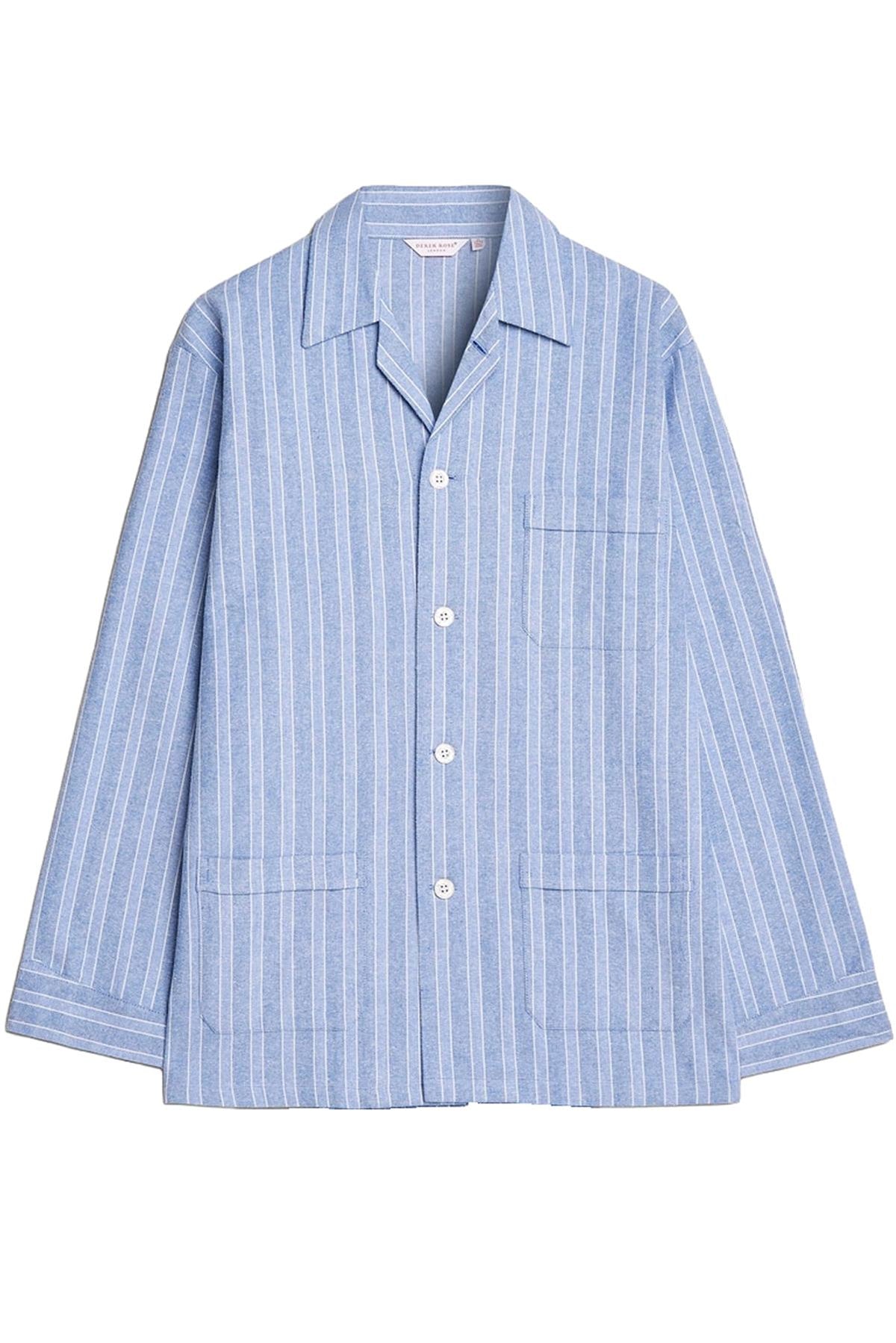 DEREK ROSE BLUE MEN'S COTTON PYJAMA SET