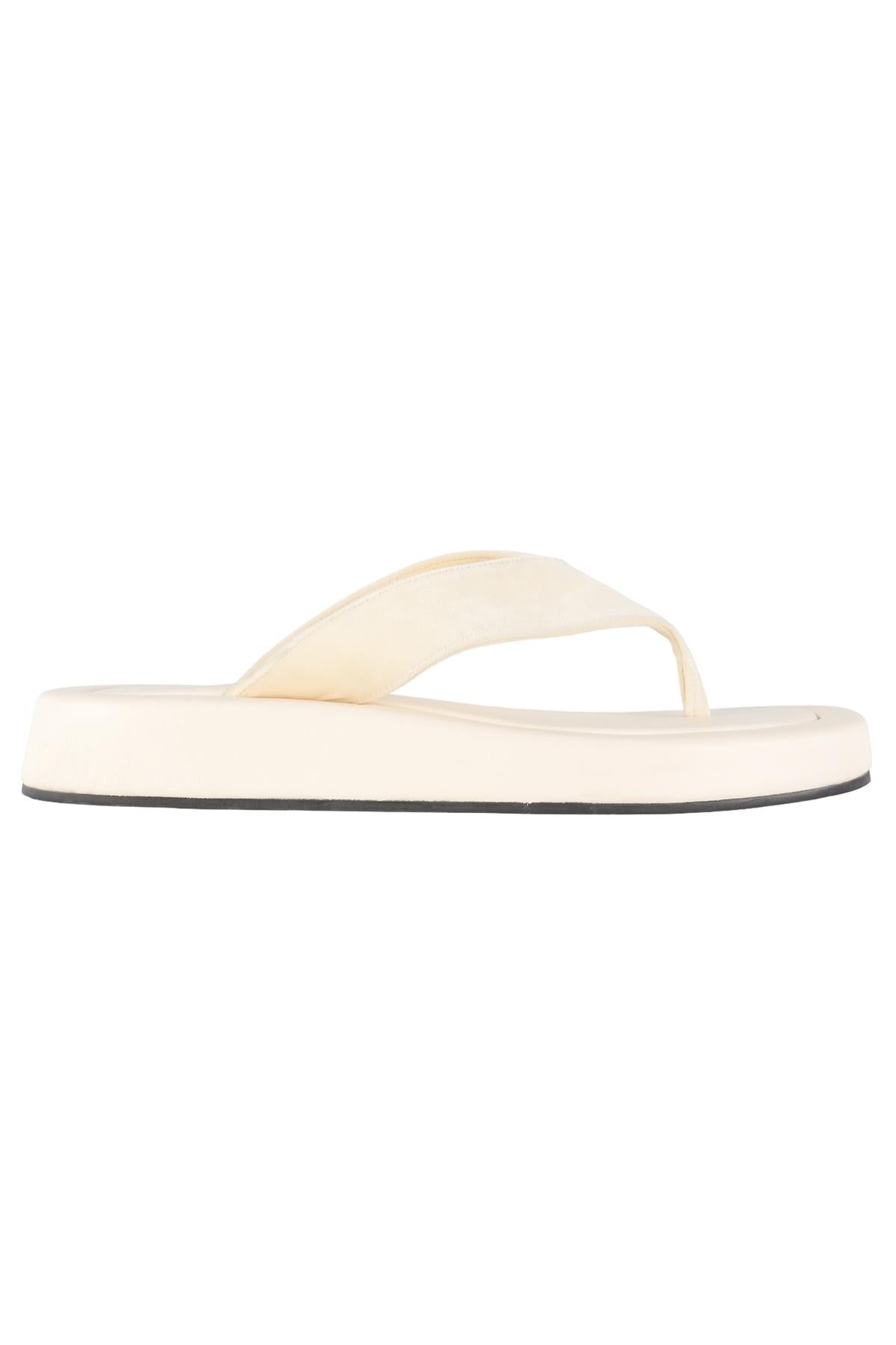 THE ROW WHITE GINZA LEATHER FLIP FLOPS EU 38.5 UK 5.5 US 8.5