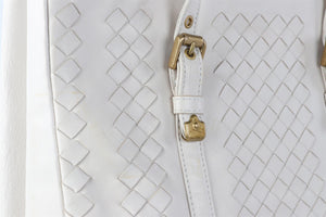 BOTTEGA VENETA ECRU INTRECCIATO LEATHER TOTE BAG
